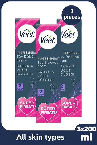 Veet Asfstore Professional Depilatory Cream for All Skin Types 200 ml 3 Pieces