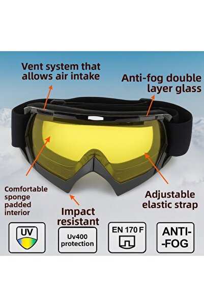 Angel Eyes Kayak Goggles Antifog Ventilated Uv Protection Sun Snow Goggles Yellowglass Snowboard Glasses Sport