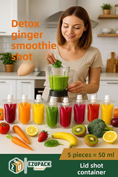 Ezupack غطاء بلاستيكي شفاف مانع للتسرب من الزنجبيل لإعداد العصائر والمشروبات ...