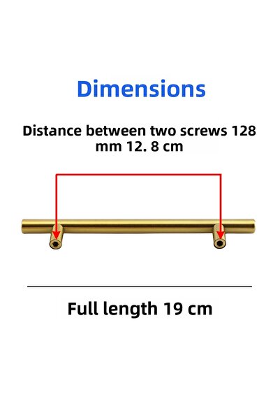 NZB Furniture Kitchen Drawer Cabinet Cupboard Handle Knob Handles (128 Mm-12.8 cm) Gold Golden Metal (10 Pieces)
