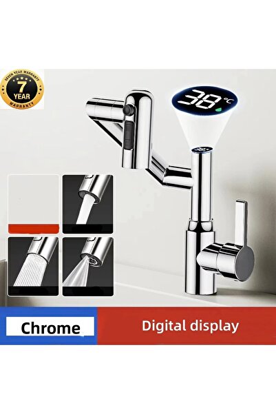 OEM Smart Digital Temperature Led Display Bathroom Sink Faucet Folding Imported Chrome with 7 Years Warranty