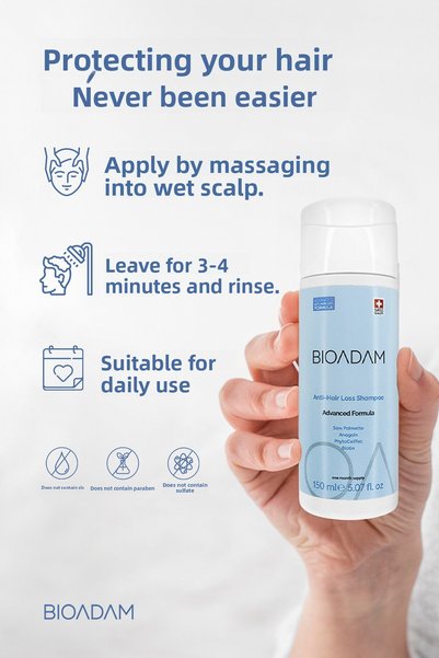 Bioadam Anti-Hair Loss Shampoo - 150 ml - Repairing, Nourishing, Hair Formation Supporting Biotin Shampoo