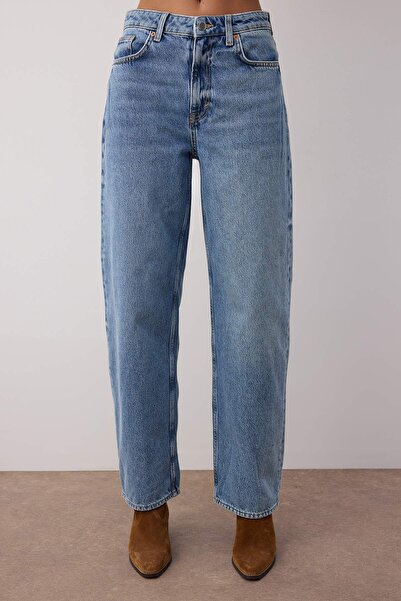 Trendyol Collection Mavi Yüksek Bel Loose Baggy Jeans TWOAW26JE00188