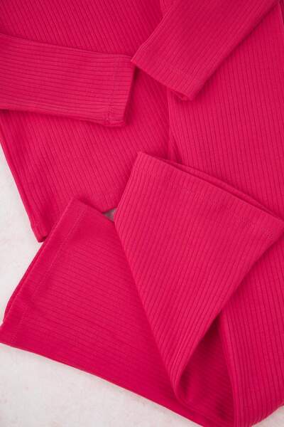 TRENDYOLKIDS Fuchsia Plain Knitted Bottom - Top Set Tkdaw25Au00051