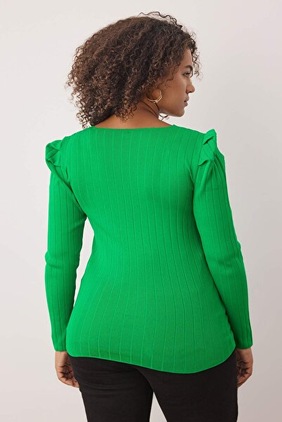 Trendyol Curve Πράσινη πλεκτή μπλούζα TBBAW23AF00018