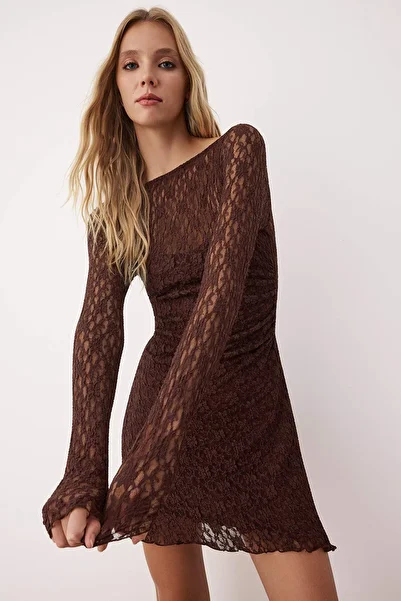 Trendyol Collection Brown Straight Maxi Knitted Dress Twoss25El00903
