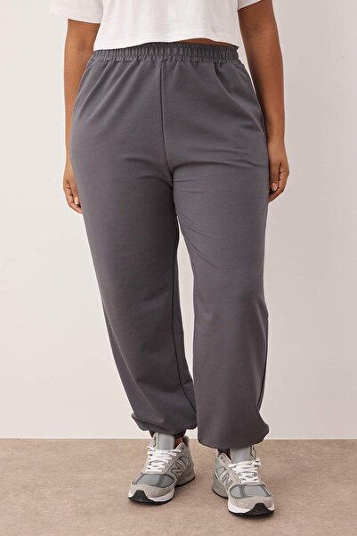 Trendyol Curve Anthracite Loose Jogger Λεπτό Πλεκτό Ελαστικό Πλεκτό Πλεκτό Πλεκτό Φούτερ TBBAW23AJ00002