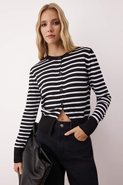 Trendyol Collection Black Cotton Blend Basic Knitwear Cardigan Twoaw26Hi00187