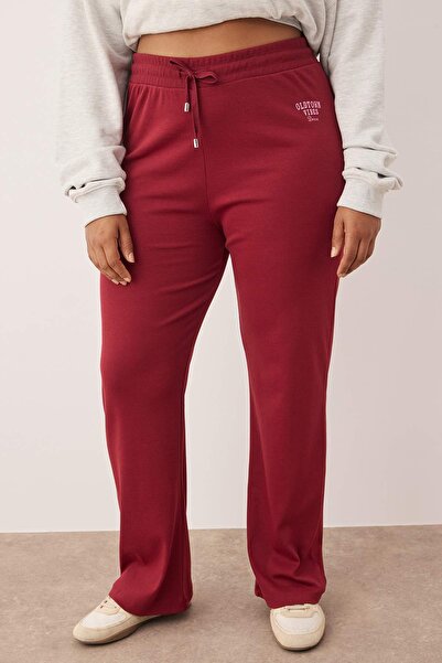 Trendyol Curve Burgundy High Waist Elastic Waist Printed Knitted Plus Size Leggings Tbbaw26Bv00002