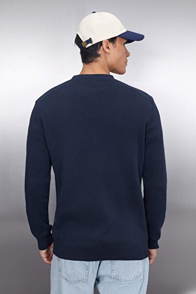 Trendyol Collection Темно-синій чоловічий облягаючий бавовняний кардиган з V-подібним вирізом TMNAW21HI0274