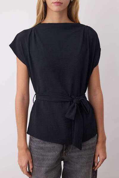 Trendyol Collection Black Sleeveless Belted Woven Blouse Twoaw26Bz00057