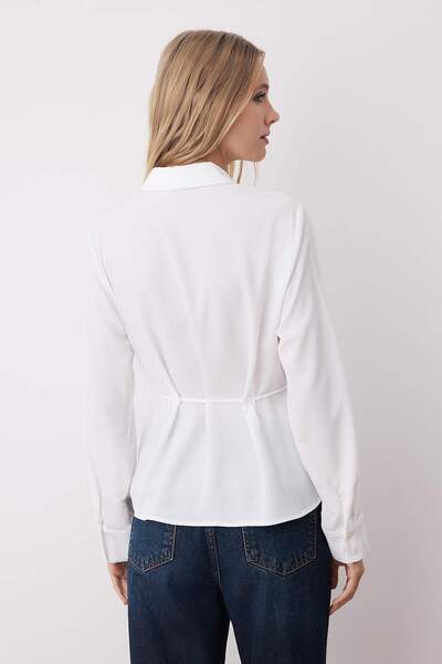 Trendyol Collection White Binding Detailed Transparent Woven Shirt Twoaw26Go00082