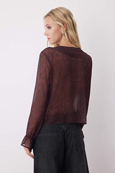 Trendyol Collection Καφέ υφαντή μπλούζα TWOAW26BZ00094