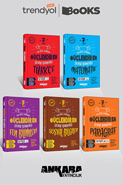 Ankara Yayıncılık 7. Sınıf Güçlendiren Soru Bankası 5'li Set (Tur,Mat,Fen,Sos...