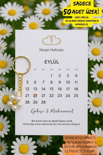 Emtory Home Söz Hediye 10 Adet Papatya Anahtarlık - Nişan Hediyesi - Kına Hed...