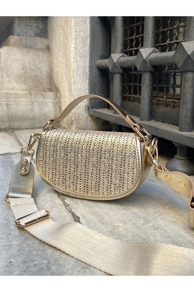 nura Altın Kadın Yarım Ay Modeli El Ve Omuz Çantası