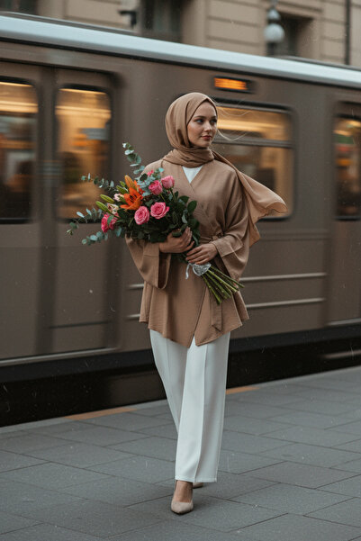 Zeneva Collection Mink - Natural Viscose Fabric Women's Hijab Kimono with Poc...