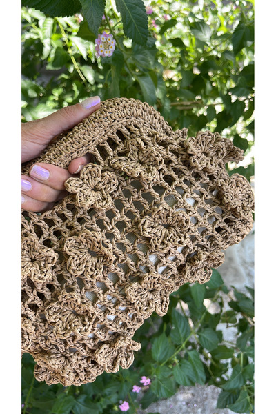 WOMANBAG Handmade Wicked Flower Design Clutch Hand Bag