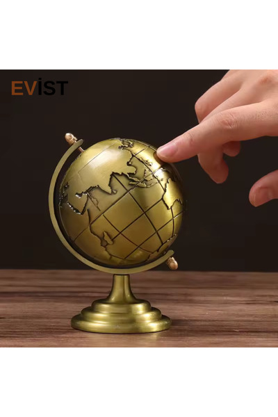 Genel Markalar Dekoratif Tamamı Metal Yerküre 12 cm Hediyelik Kaliteli