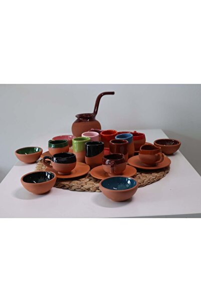 Yörem Çömlekçilik Yörem Çömlek Kalpli Model , 6 Kişilik ; Kalpli Fincan , Cez...