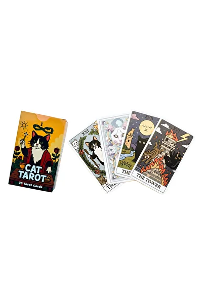repro design Cat Tarot 78-Piece Cat Themed Tarot Cards Set – Fun and Collectible Fortune Cards
