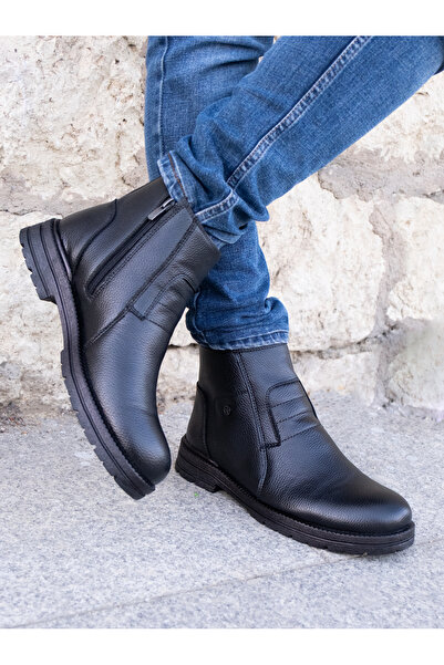 GERALT DÜZ İÇİ KÜRKLÜ FERMUARLI ORTOPEDİK KAYMAZ TABAN SU VE SOĞUK GEÇİRMEZ ERKEK GÜNLÜK BOT