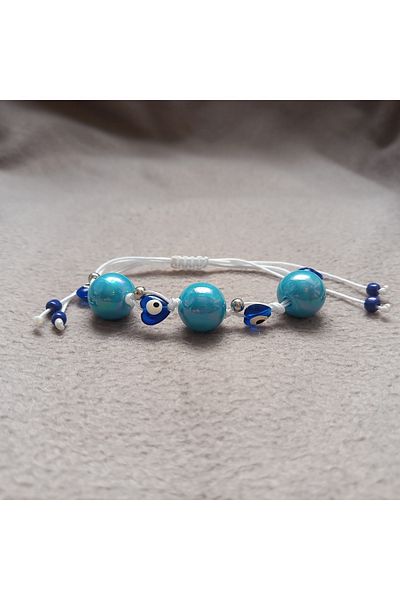 Crystal Atelier Heart Evil Eye Beaded Macrame Bracelet – Handmade Stylish Women's Evil Eye Beaded Macrame Heart Bracelet