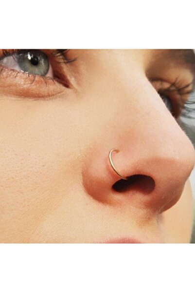 Heppii Cerrahi Çelik 10 mm Gold Renk Çelik Halka Burun Pİercing Halka Hızma
