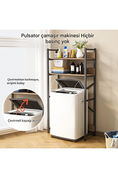WANDOO Çamaşır Makinesi Üstü Dolap – Çift Katmanlı Geniş Kapasiteli Depolama Rafı, 65x150 cm