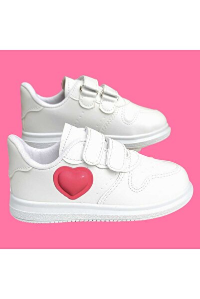 amazoondesing Sweety white  Işıklı Kalp Detaylı     Kız  Çocuk Spor Ayakkabı Sneker