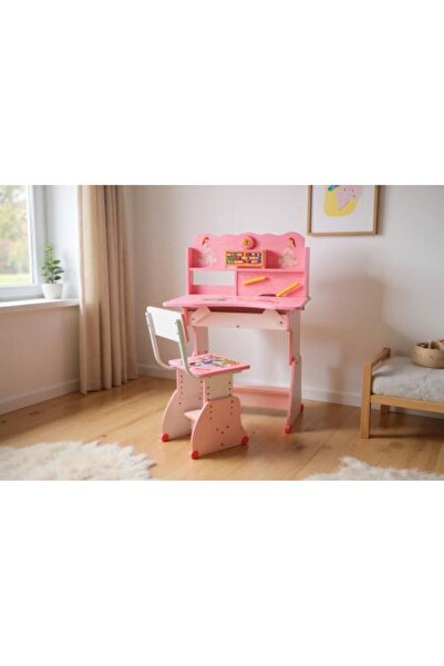 Family Ship طاولة مدرسية للأطفال مع كرسي باللون الوردي - تصميم أميرات ديزني ل...