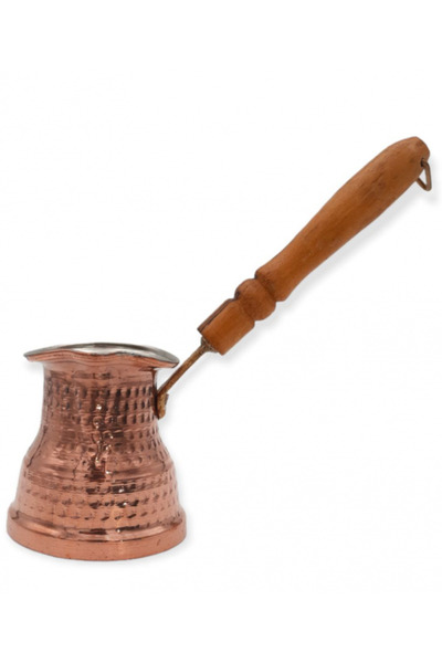 ELEGANT HOME إبريق قهوة تركي بقاعدة نحاسية سميكة ومقبض خشبي 300 مل