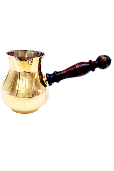 ELEGANT HOME إبريق قهوة تركي، نحاس، مقبض خشبي 9 سم، صنع في الهند