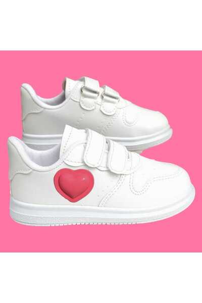 amazoondesing Sweety white  Işıklı Kalp Detaylı     Kız  Çocuk Spor Ayakkabı Sneker