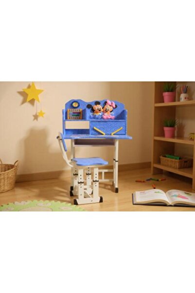 Family Ship طاولة دراسة للأطفال مع كرسي - تصميم ميكي ماوس أزرق