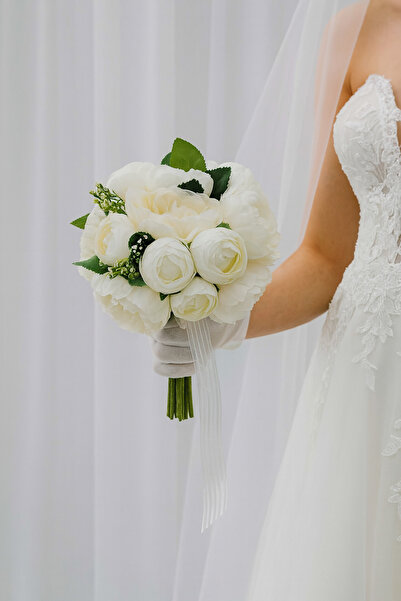 Bioren Krem Şakayık Gelin Buketi