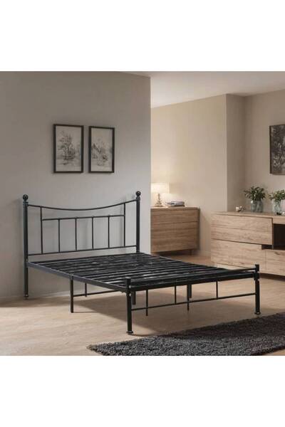 Al Saada Home إطار سرير معدني - 200 × 140 سم - أسود
