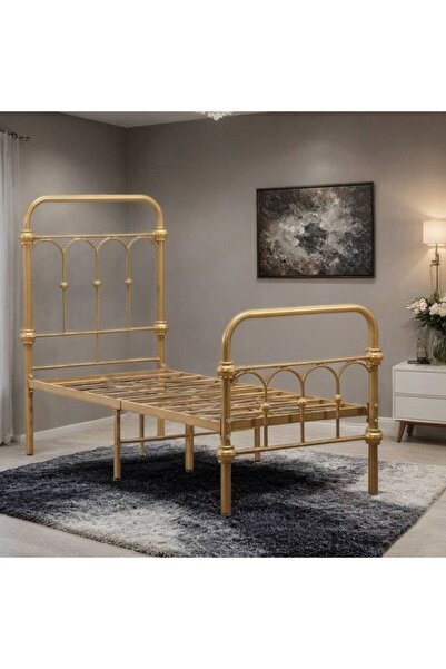 Al Saada Home سرير أطفال بإطار معدني - 170 × 80 سم - ذهبي