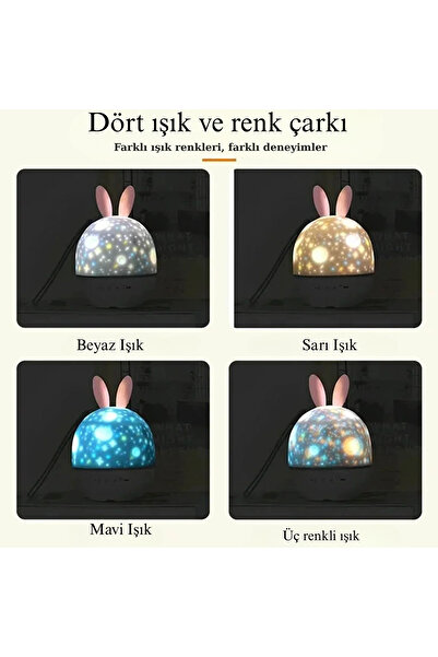 SHIPMENT Çocuklar İçin 21 Filmli 8 Müzikli Hareketli Projektör Gece Lambası Uzaktan Kumandalı Şarjlı