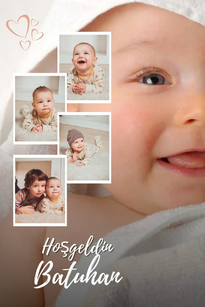 Tasarımistan Hoşgeldin Bebek 21x30 Buzdolabı Fotoğraf Magneti 4 Resim ve Arka...