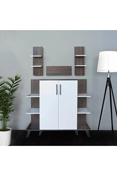 BAITY ركن قهوة خشبي للمنزل - ٣ أدراج ورفوف معلقة