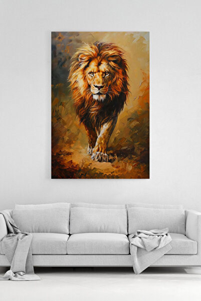 HonataDizayn Aslan Portresi Kanvas Tablo Yaban Hayatı Sanatı Duvar Dekoru %10...