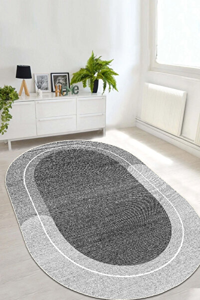MUA HOME DECOR Oval Dijital Baskı Yıkanabilir Kaymaz Taban Salon Mutfak Koridor Balkon Banyo Ofis Halısı