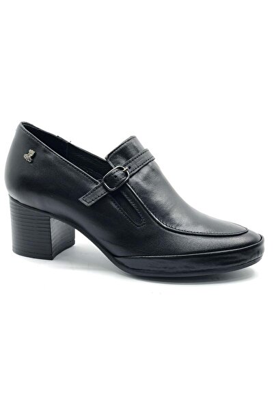 Venüs Bexus Genuine Leather Comfort Orthopedic Women's Heeled Shoes Black