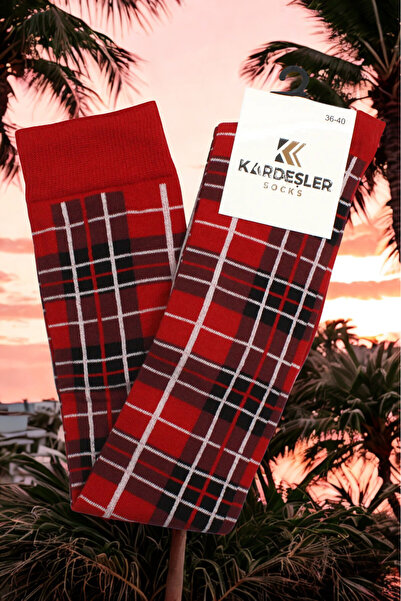 KARDEŞLER ÇORAP Памучни чорапи над коляното с цветни райета