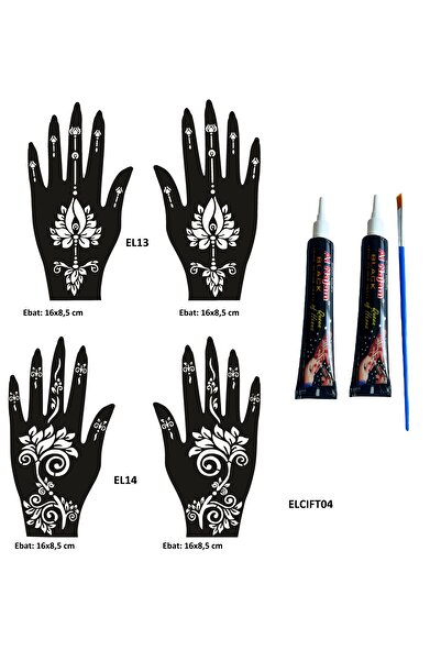 Airbrush Tattoo Lotus Desenler El üstü Hint Kınasıyla Geçici Dövme Yapma Seti...