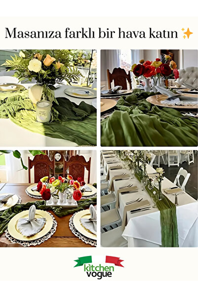 Kitchen Vogue Bohem Dekoratif Runner Masa Örtüsü | Düğün, Parti, Söz, Nişan, Özel Gün Dekorasyonu Sofra Süslemesi