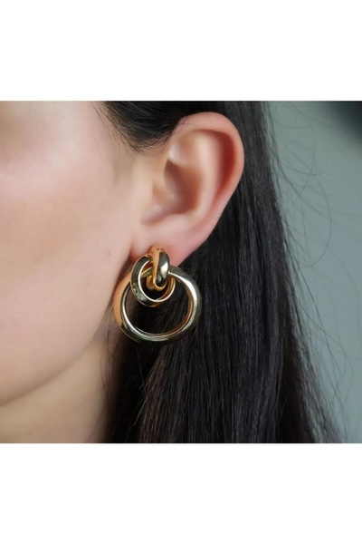 DOĞALYA Women's Luxury Steel Ring Pattern Earrings