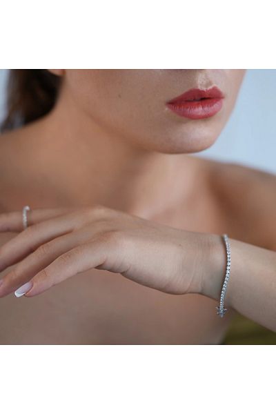 Sandra Ferretti Bratara Tennis Aur Alb 18K cu Diamante Naturale de 2.19 Carate