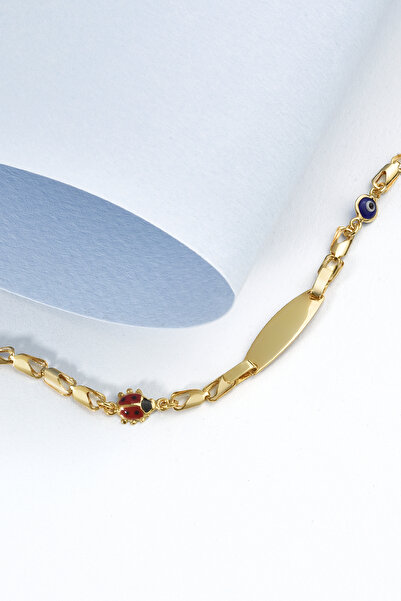 Nox Jewelry 14 Ayar Altın Kaplama Kişiselleştirilmiş Uğur Böceği ve Göz Nazar...